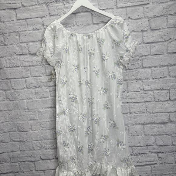 Vintage Ballet Peignoir Set Size M White Floral Cotton Blend Robe Gown Short New - Picture 9 of 12